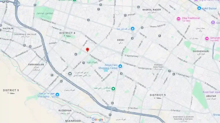 گوگل مپ روانشناس افسردگی شیراز خانم مرضیه مسعودی