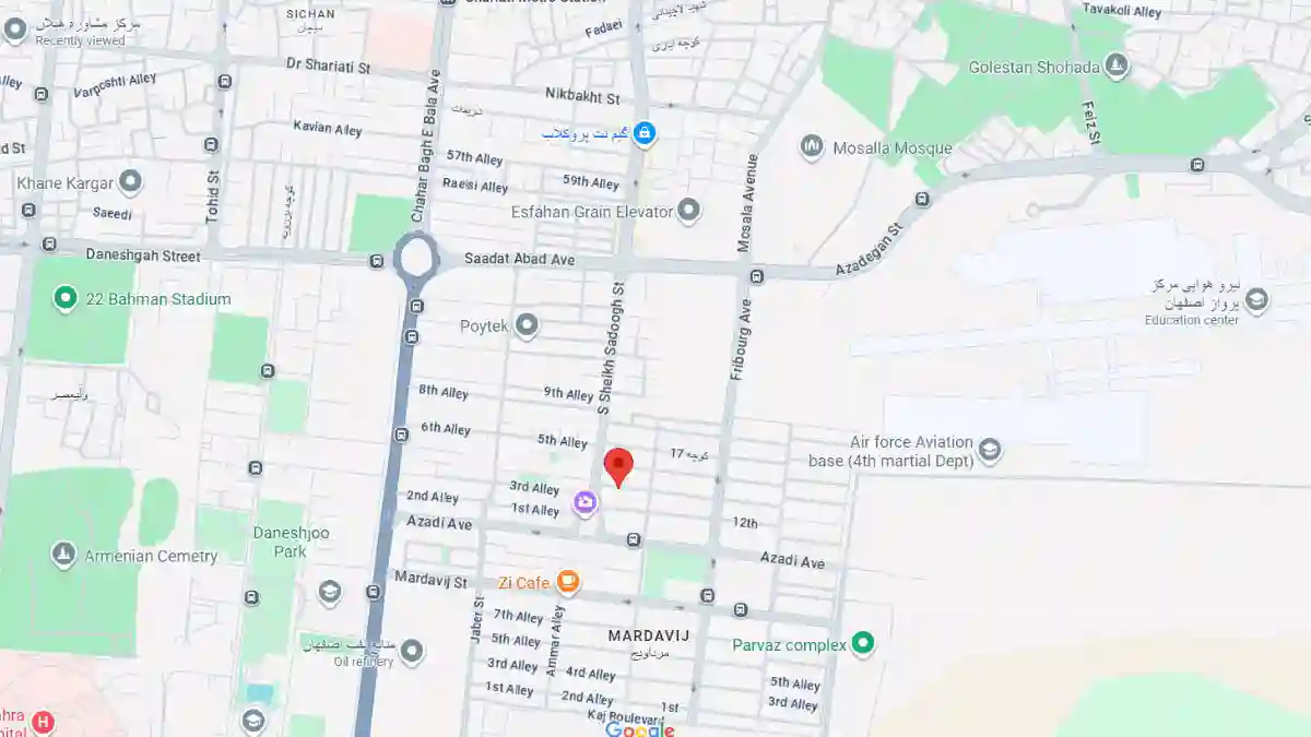 گوگل مپ روانشناس افسردگی اصفهان خانم نسیم بدیعی فر