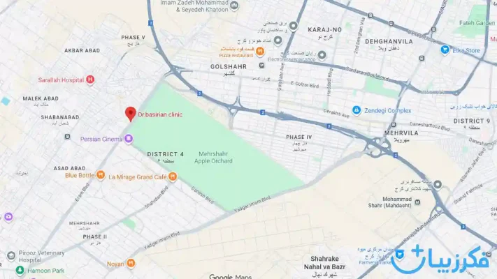 گوگل مپ روانشناس خانم طلیعه اسداللهی در کرج